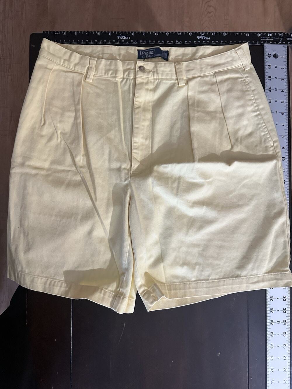 Vtg Polo Ralph Lauren Tyler Pleated Chino Shorts Men 38 Yellow 90s USA Old money